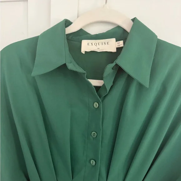 THE TOBIE BUTTON-FRONT PLEATED SHIRT DRESS BY EXQUISE - Picture 3 of 6